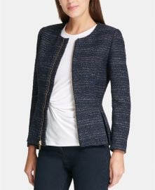 DKNY Tweed Zip-Up Peplum Jacket  Created for Macy s  Women -  Jackets   Blazers - Macy s at Macys